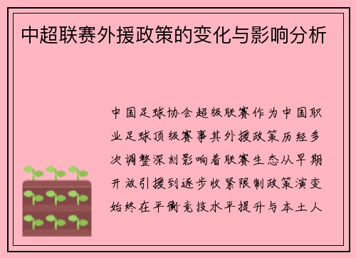 中超联赛外援政策的变化与影响分析